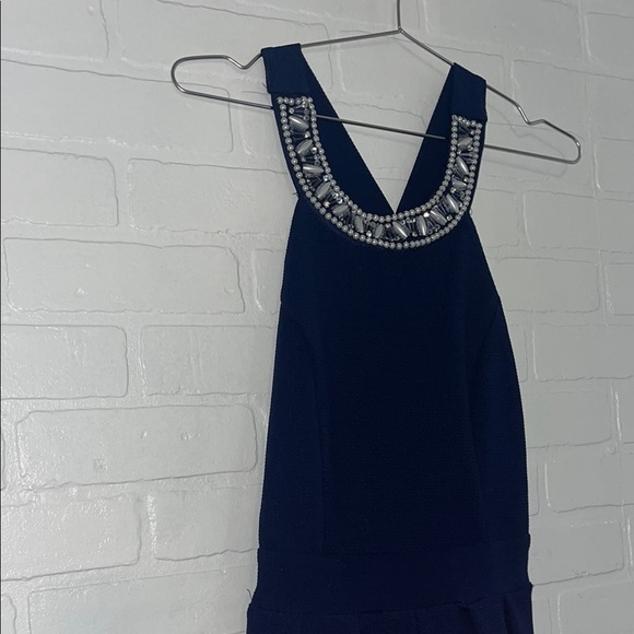 ALYA Womens Dress with Embellished Neckline Navy Blue Medium - Picture 3 of 7